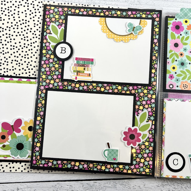 A to Z Scrapbook Album page with flowers, books, and a coffee mug