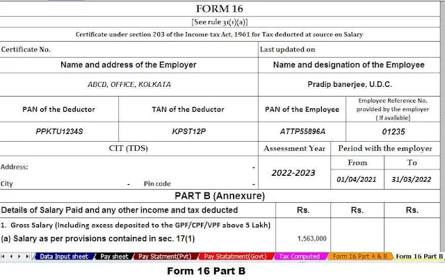 Income Tax Form 16 Part B