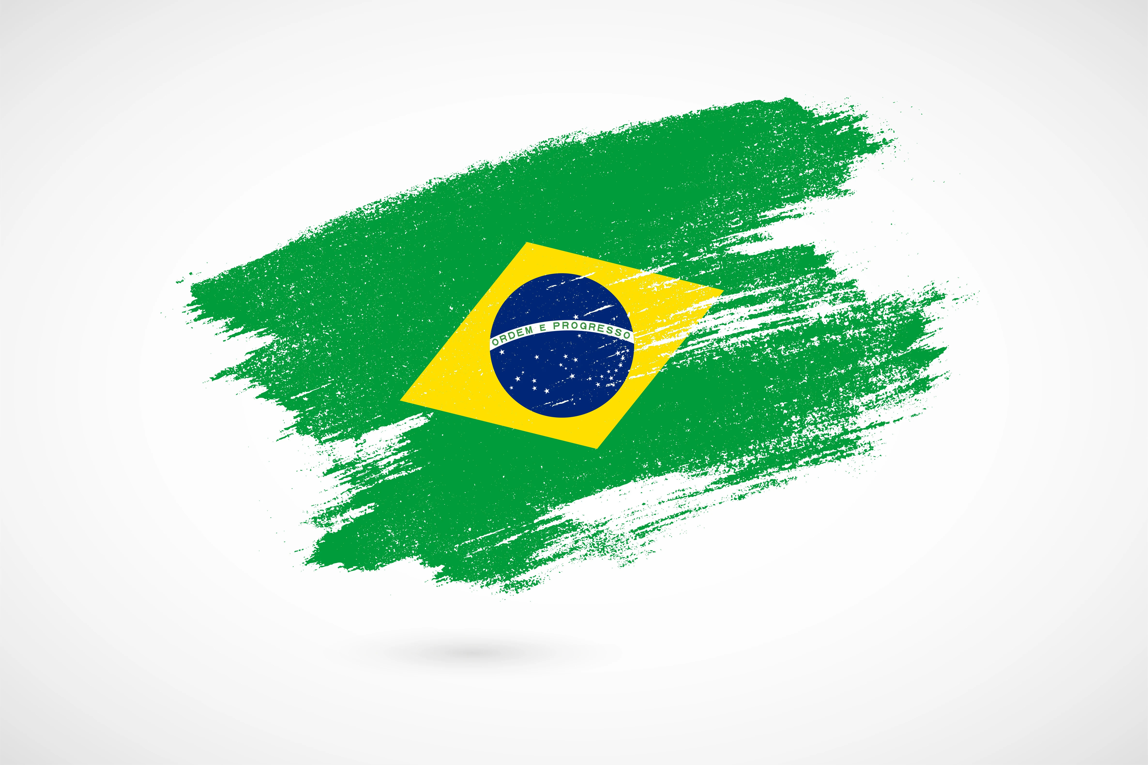 Brasil com fundo de bandeira de pincel estilo vintage