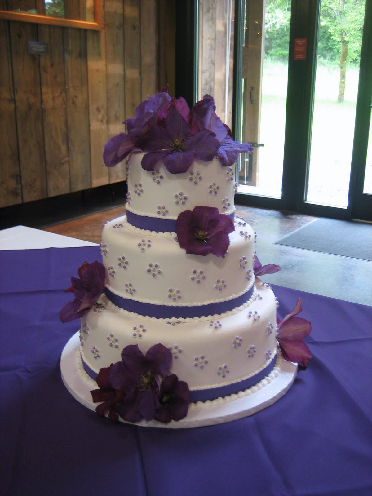 Purple Flower Wedding Cake