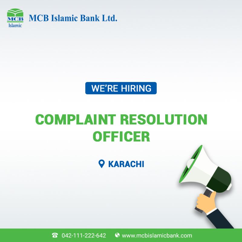 MCB Islamic Bank Jobs For Complaint Resolution Officer