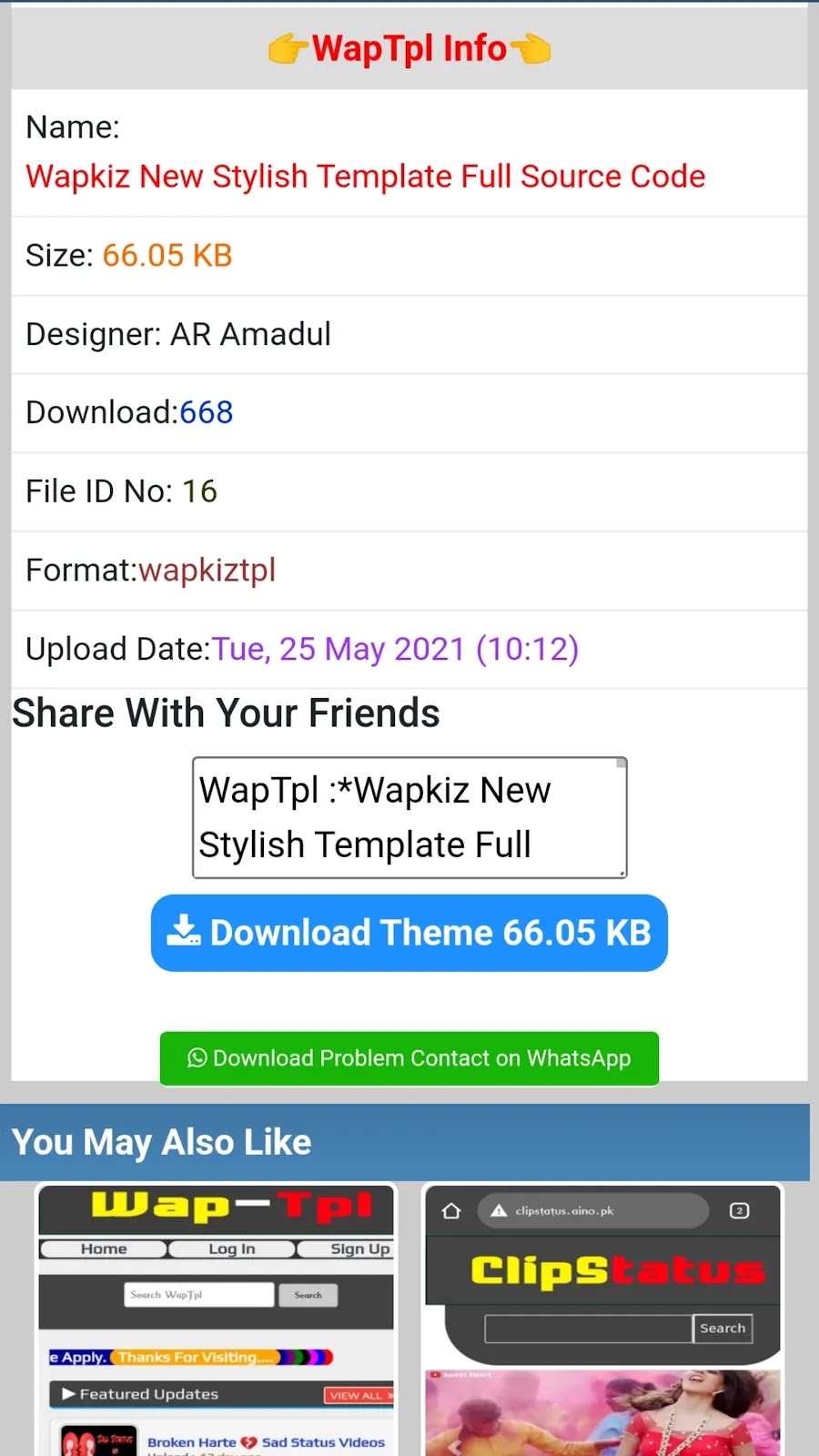 WapTpl Wapkiz Movie Download Premium Theme