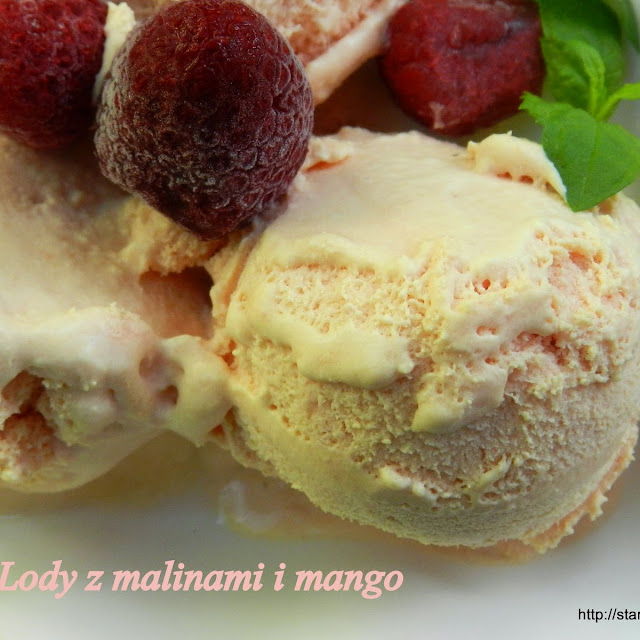 Lody z malinami i mango