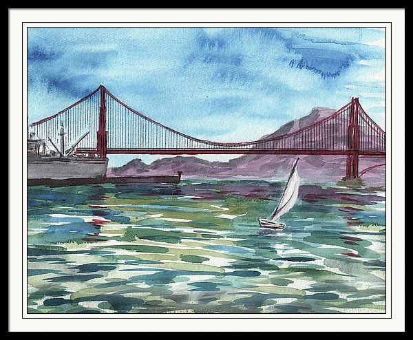 San Francisco Golden Gate Bridge Watercolor Painting by Irina Sztukowski