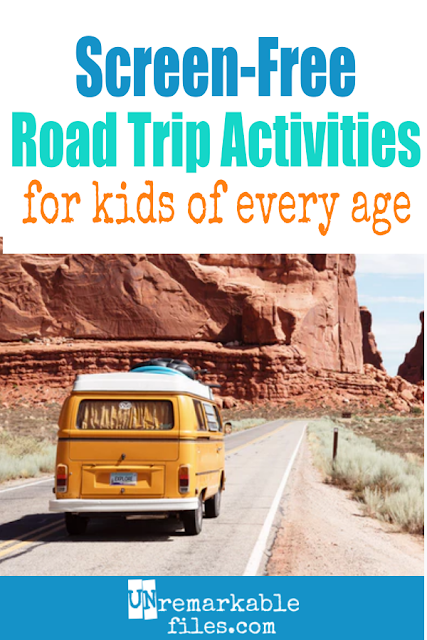 In all our years of family road trips, I’ve found that relying on too much technology to keep the kids busy makes them cranky and restless. Here are some screen-free road trip ideas for kids from toddler to teen (we have both!) plus some other tips, hacks, and road trip essentials for families. #screenfree #roadtrip #kids #activities #unremarkablefiles