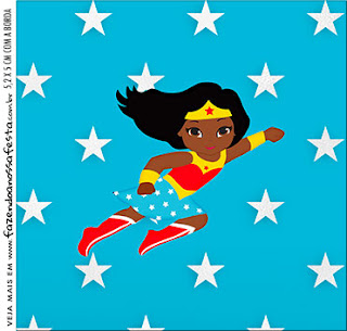 Wonder Woman Afro Free Printable Invitations and Candy Bar Labels. 