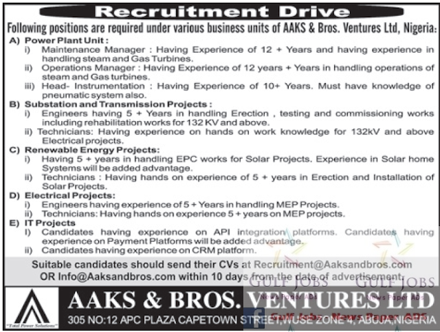 AAKS & Bros CO Job opportunities in Nigeria