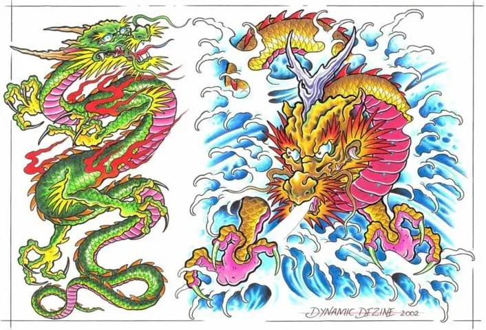 diseño de un tatuaje de dragón