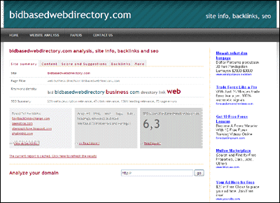 bidbasedwebdirectory.com site info, backlinks, seo