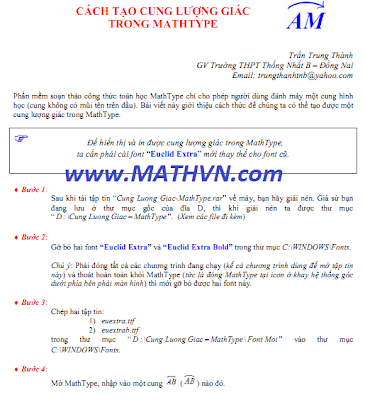 Cách tạo cung lượng giác trong MathType