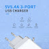  Udyr 3.0 Quick Charge 3 Ports USB Phone Charger UK EU US Plug For iPhone Xiaomi Samsung Huawei - Black EU 