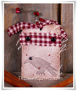 Primitive Crow Fabric Hangtag