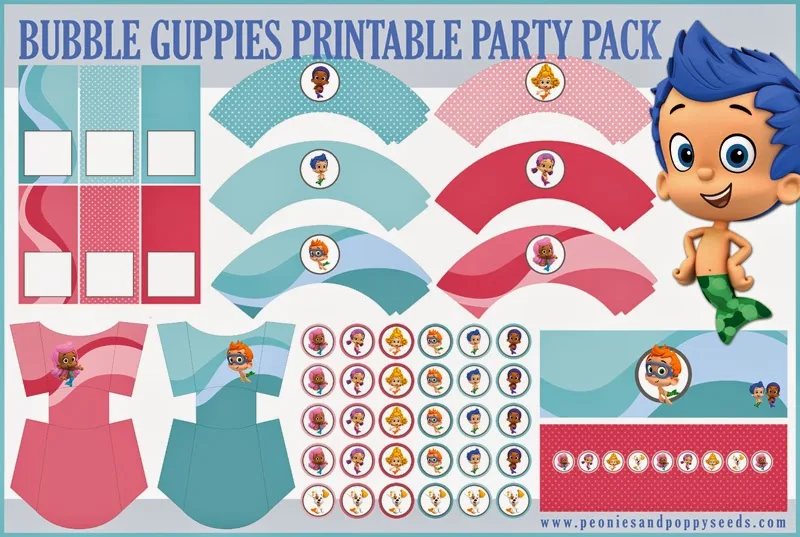 Bubble Guppies Free Printable Kit. 