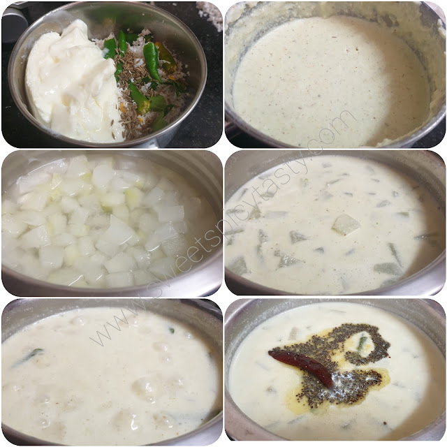 Mor Kootu is a traditional recipe from the South Indian Cuisine.it can be prepared with veg like White Pumpkin (pooshanikai) ,chayote & banana stem, pooshanikaai mor koot, pumpkin mor kootu, poosnikaai pachadi,pooshanikai pachadi , kumbalkaai pachadi, poosanikkai more kootu