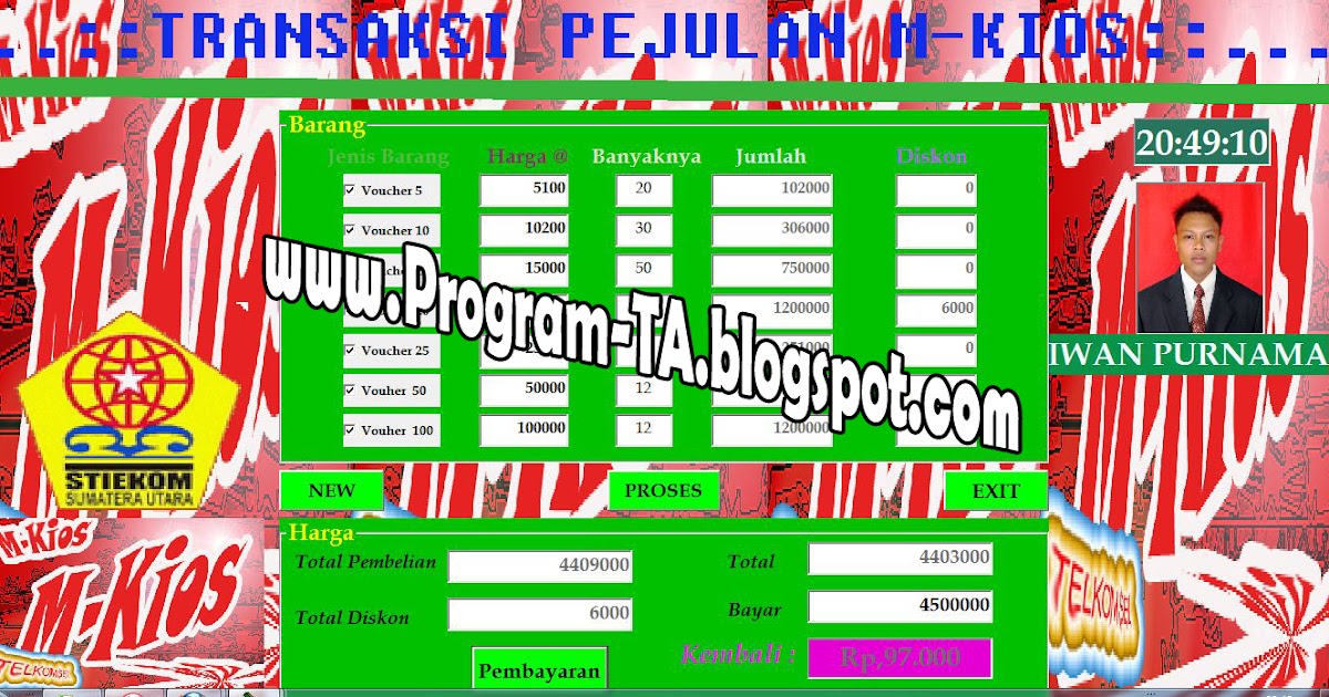 Program Penjualan Pulsa M-Kios VB 6.0 - Program TA 