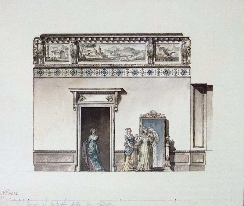 Great Palace in Pavlovsk. Design of the Dressing Room. Horizontal Section by Giacomo Quarenghi - Architecture, Interiors drawings from Hermitage Museum