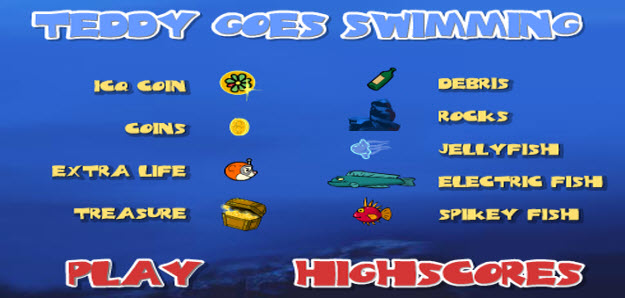 my swf zone, teddy goes swimming, flash game