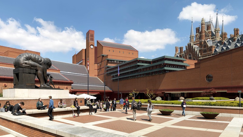 British Library exterior at Saint Pancras, London