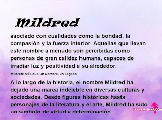 ▷ Significado del nombre Mildred