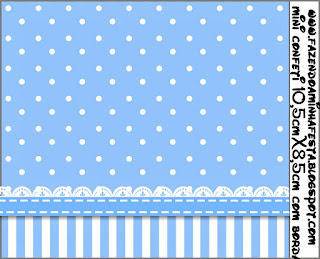 Light Blue with Stripes and Polka Dots: Free Printable Candy Bar Labels.