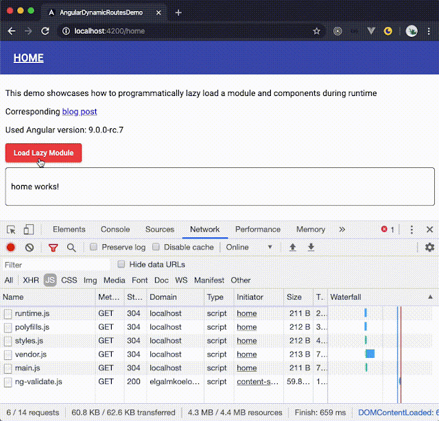 Angular lazy module chunk