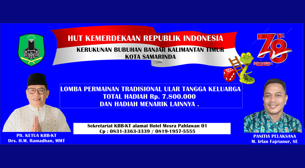  Meriahkan HUT RI- 78 Kerukunan Bubuhan Banjar Kalimantan Timur Gelar Lomba Ular Tangga Berkelompok