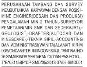 Lowongan Mine Engineer PT. Bumi Indonesia Samarinda Terbaru Mei 2013