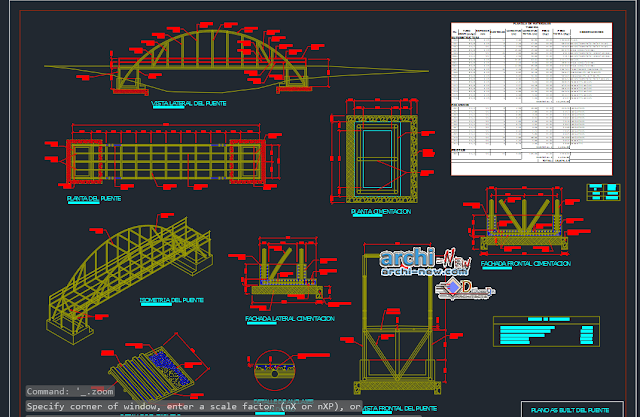 Metal bridge over small stream in AutoCAD 