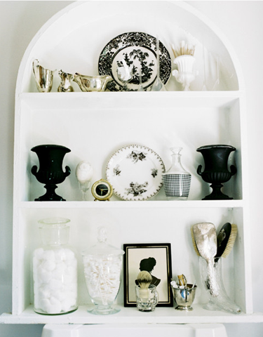 styled bathroom cabinet organization