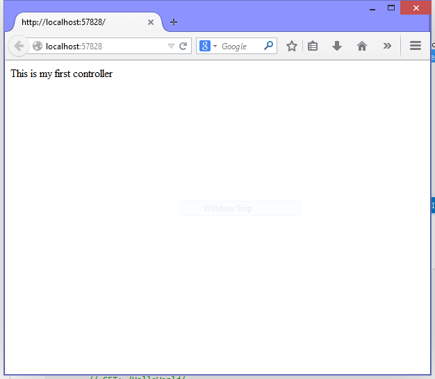 output:Creating a Controller in Asp.Net MVC
