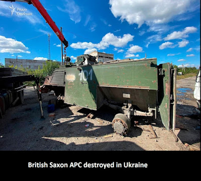 British Saxon APC destroyed in Ukraine