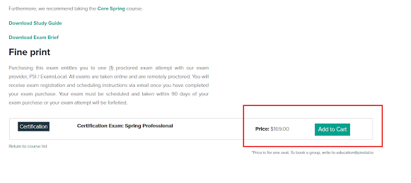 How to purchase exam for Spring Professional Certification