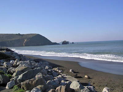 A beautiful yet rocky shoreline just outside San Francisco