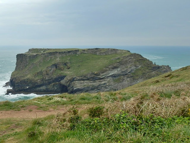 The flat topped island on which Tintagel Castle sits