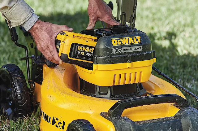 easy to change battery dewalt lawn mower