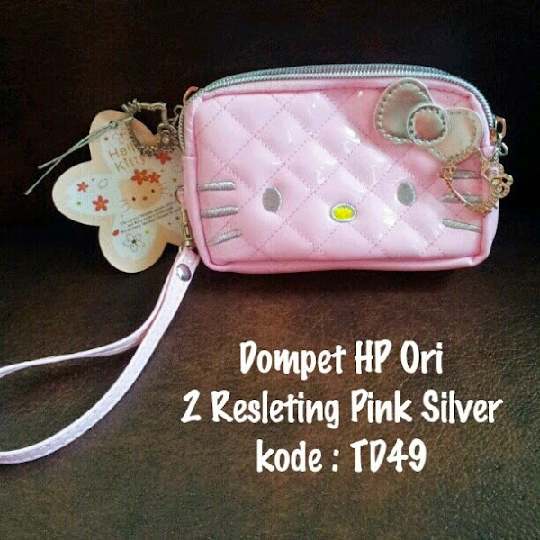 Dompet HP Hello Kitty Murah  Grosir Ecer Ori Isi 2 Pink Silver