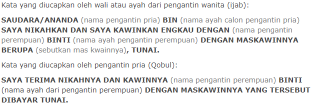 Lafal Atau Bacaan Ijab Kabul Bahasa Arab Dan Latin 