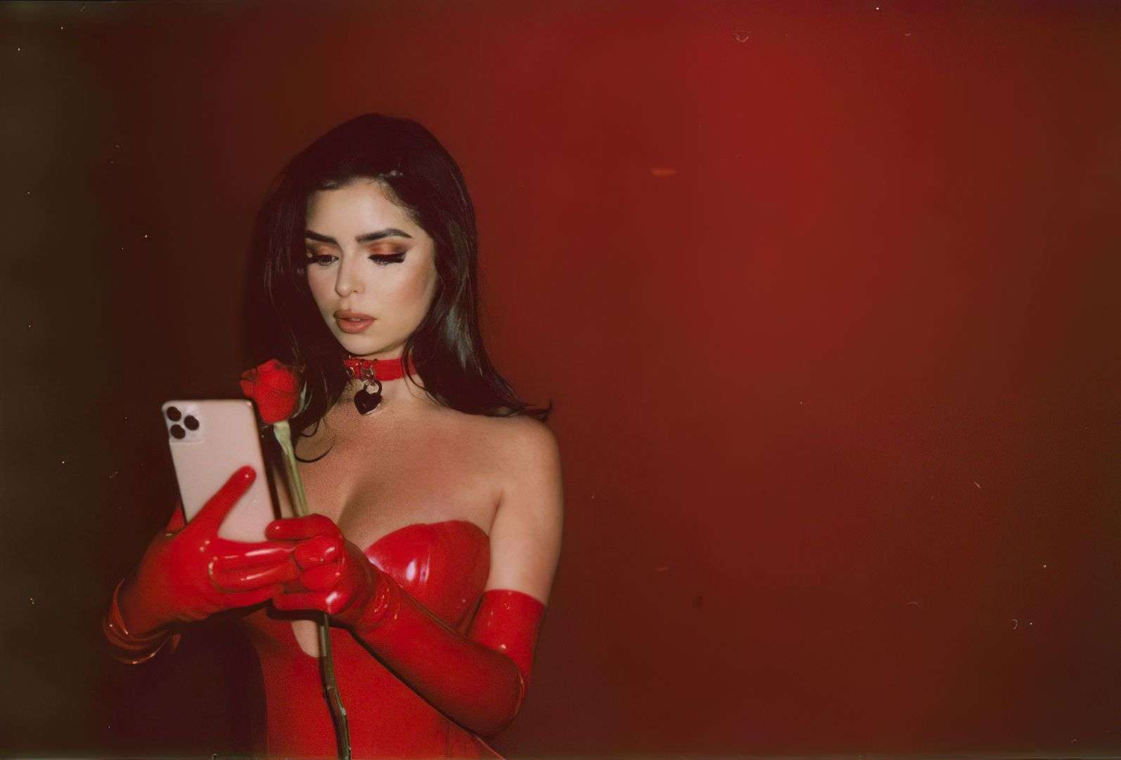 Demi Rose Mawby booty in Red Lingerie for Valentine’s Day Photoshoot