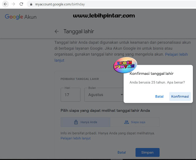 cara ganti umur akun youtube gmail google