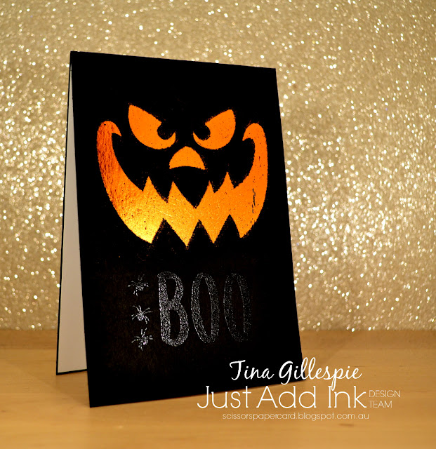 scissorspapercard, Stampin' Up!, Just Add Ink, Mr Funny Bones, Layered Letters Alphabet, Heat Reactive Foil, Halloween