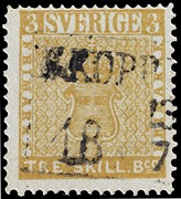 Suède 1855 tre skilling jaune