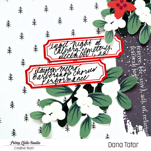 Cut-Apart Label Journaling Spot on a Christmas Themed Scrapbook Layout