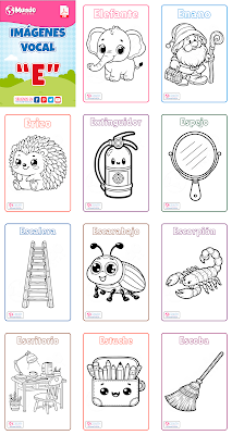 Imágenes para Colorear con la Vocal "E" en PDF