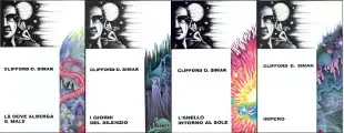 Le copertina di alcni volumi della Collana Opere di Clifford D. Simak