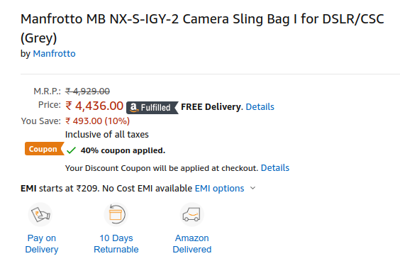 Deal On Manfrotto Mb Nx S Igy 2 40 Off Coupon Code Discount On Amazon In