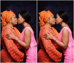 Lovely Photo of Actress Regina Daniels and her mom kissing