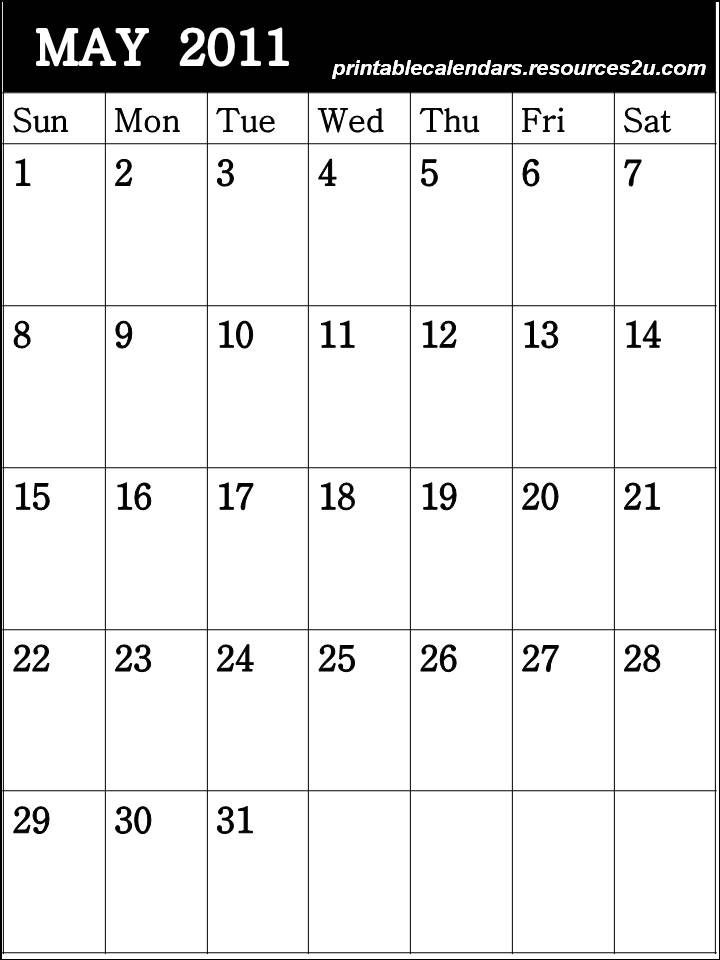 may calendars 2011. Free Blank Planner May 2011