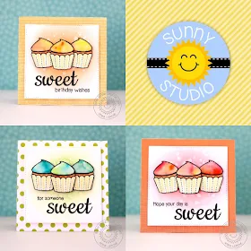 Sunny Studio Stamps: Sweet Shoppe Watercolored Cupcake Card Set by Anni Lerche.