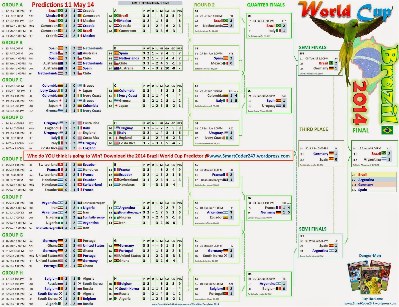 Who do You think is going to Win? Download the Excel World Cup 2014    football brazil fixtures