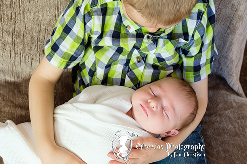 Professional portrait of a newborn baby and her family